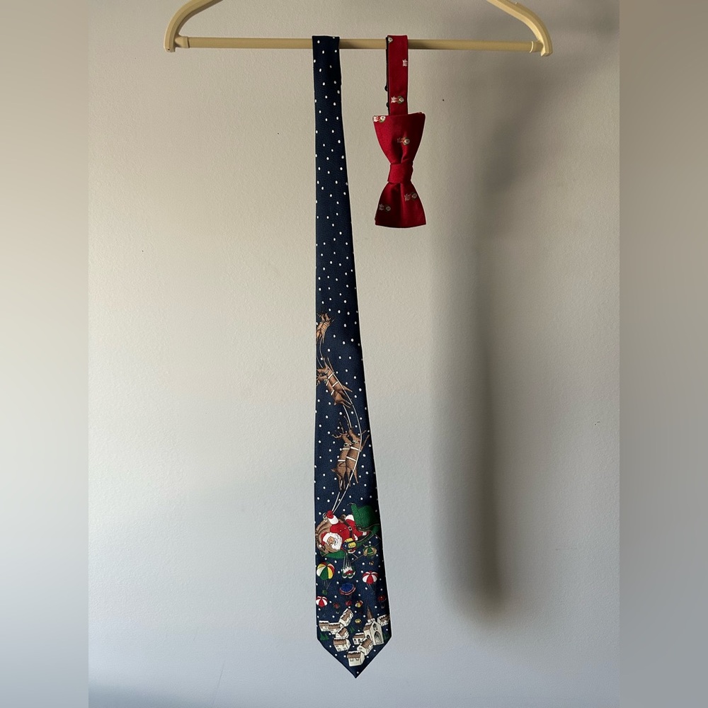 Festive Christmas Ties with Santa and Dog Design